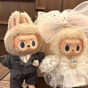 💍 Pop Mart Labubu × Wedding Day Couple Outfit (15–18cm Edition)